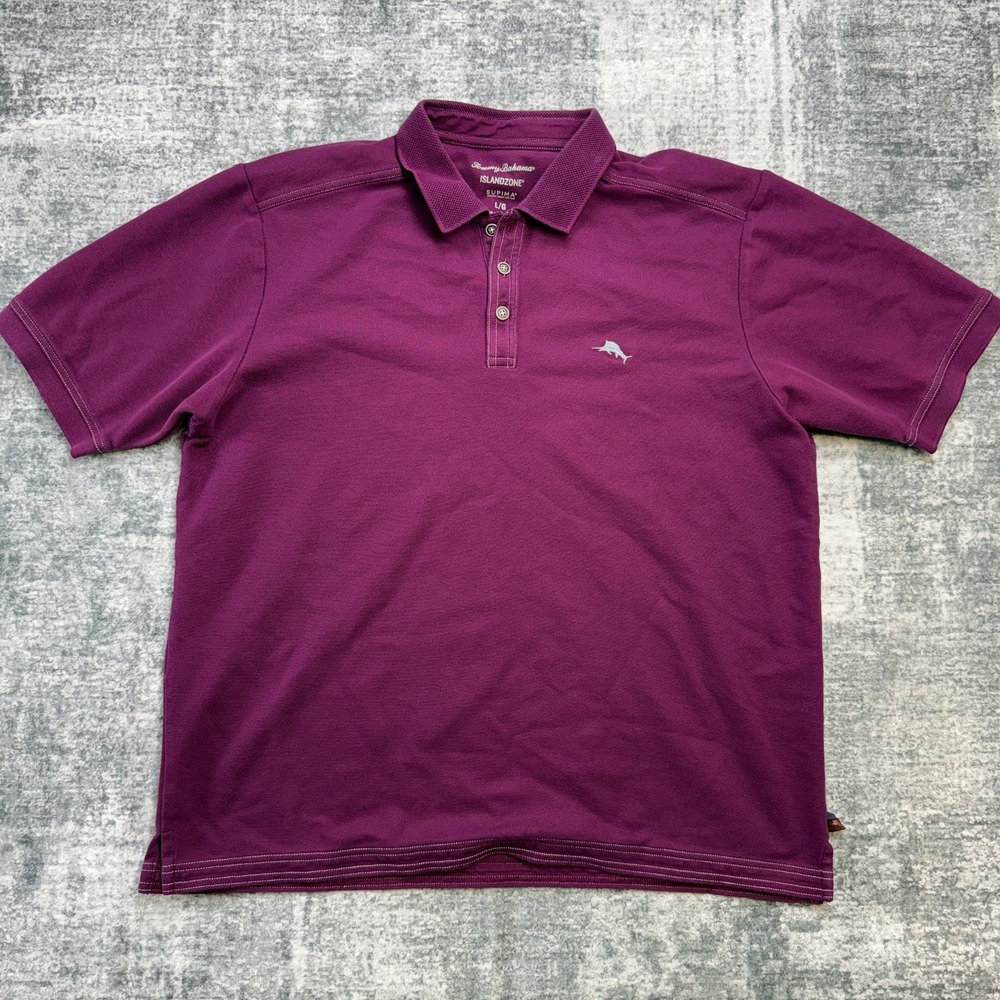 Tommy Bahama Shirt Mens Lage Wine Purple Island Zone Emfielder Polo Supima Golf